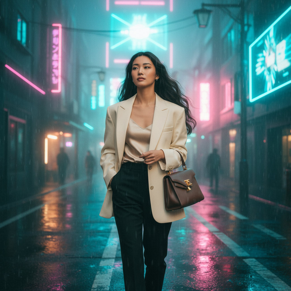 Cyberpunk cinematic variation with neon lighting