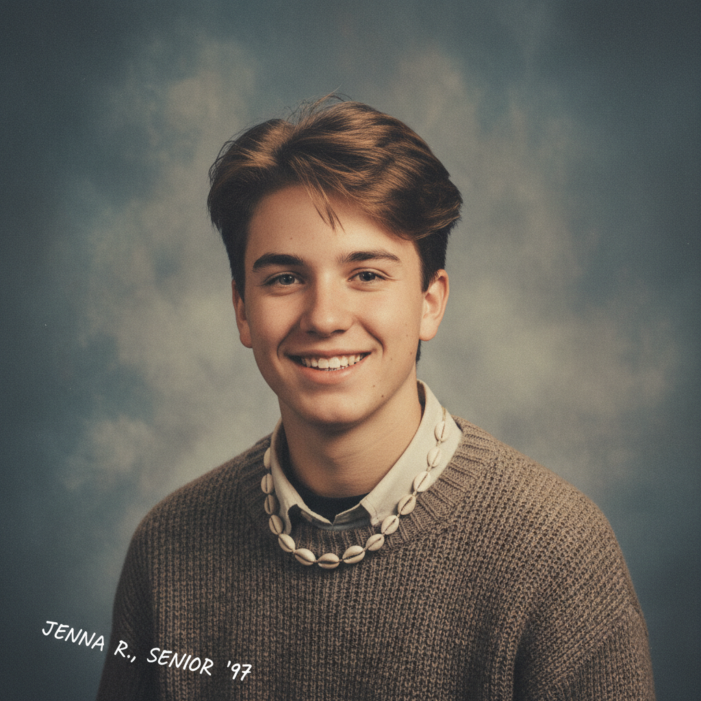 90s yearbook AI photo - retro high school portrait style