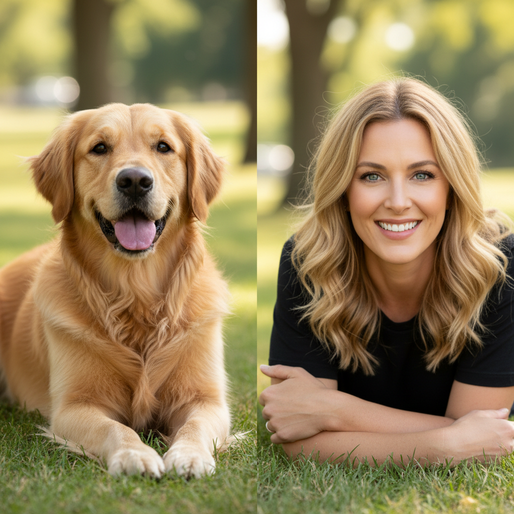 Pet to Human AI transformation - dog transformed into human portrait